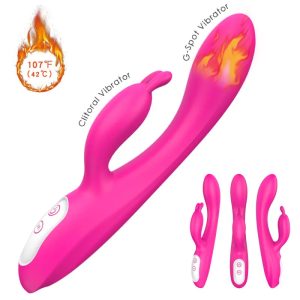 Heated Rabbit Vibrator Waterproof G-Spot Clitoral Stimulator