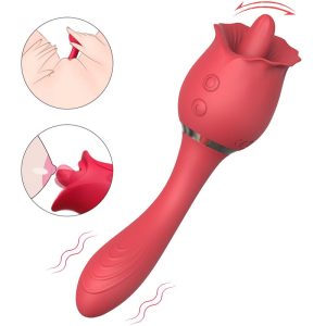 2-in-1 Rose Vibrator - Clitoral Licking Toy & G-Spot Massager