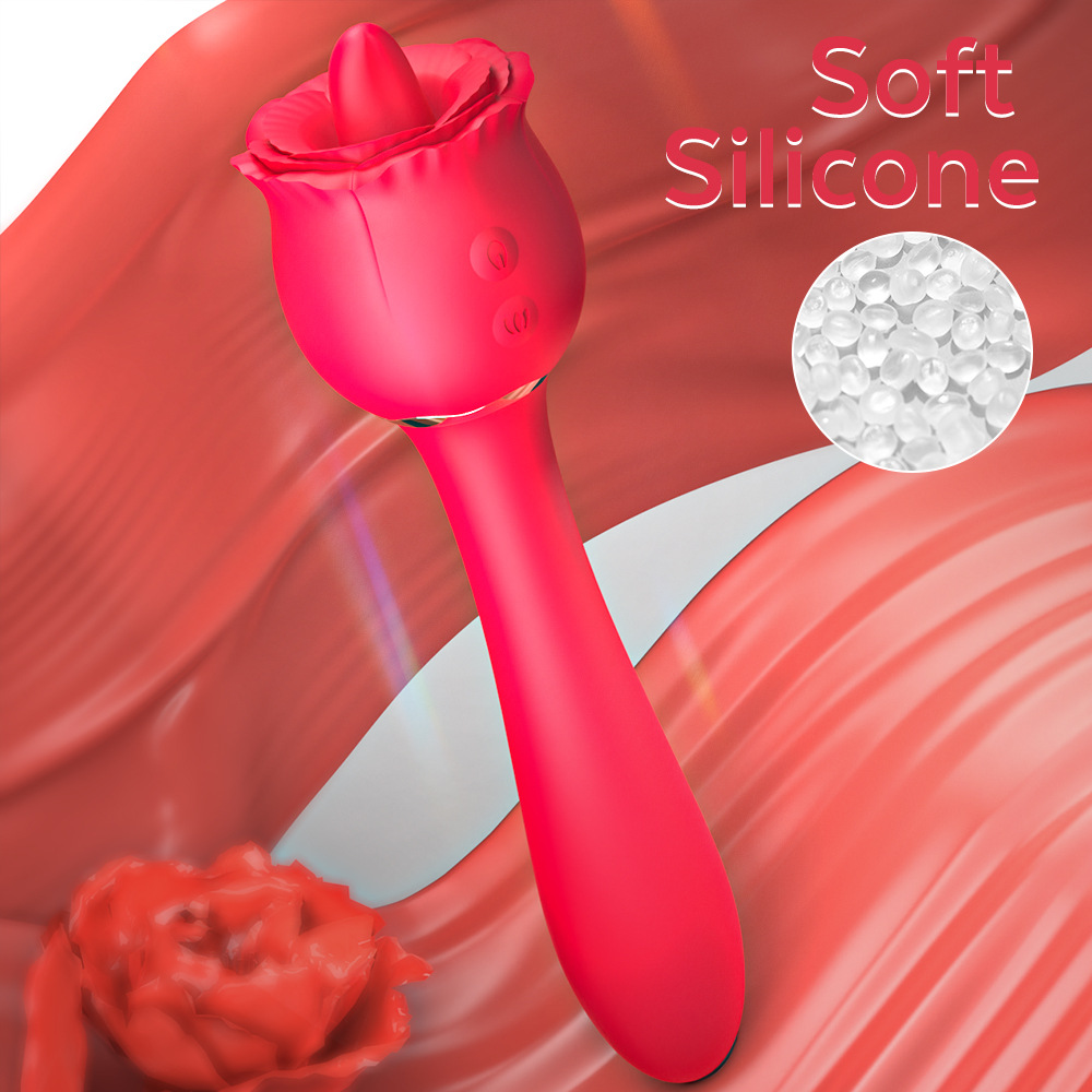 Rose toy with fluttering tongue for clitoral stimulation