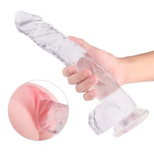 14 Inch Big Realistic Dildo with Balls Clear Black Style