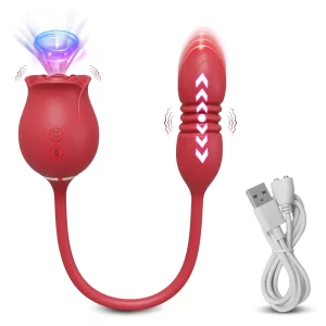Rose Suction Vibration and Thrusting Egg Vibrator for Women