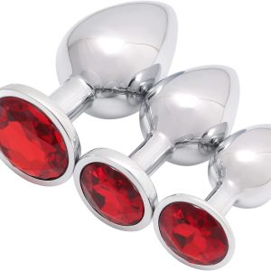 Shiny Silver Stainless Steel Anal Plug Set – 3 Sizes